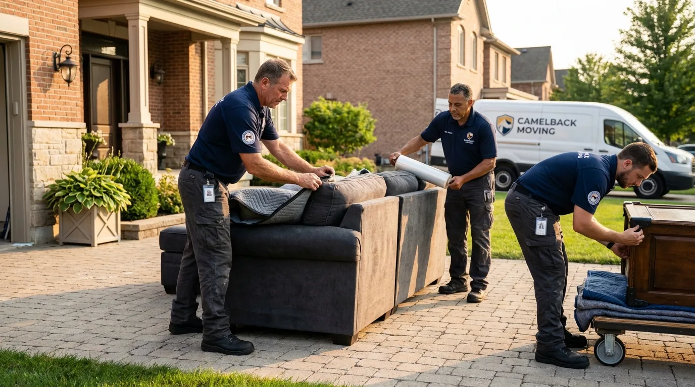 Large estate moving crew wrapping furniture in Windermere, FL